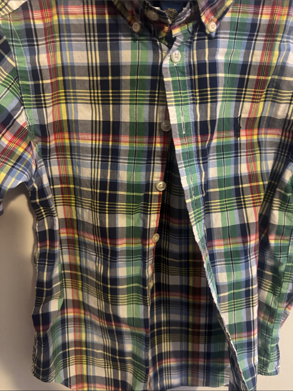 Polo by Ralph Lauren Green Blue Plaid Button-Down Shirt boys 8 - Picture 5 of 6